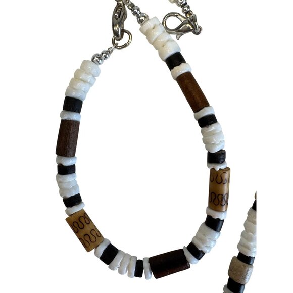 Vintage Southwestern Heishi Puka Shell Disc Necklace 18" Bracelet 8" Set - Picture 5 of 7